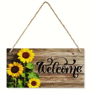 1pc, Sunflower Welcome Door Sign - Wood Grain Decoration for Home, Bedroom, Porch, Courtyard, Garden, Yard, Room, Bedroom, Indoor, Outdoor, Wall Decor