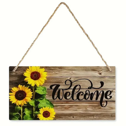 1pc, Sunflower Welcome Door Sign - Wood Grain Decoration for Home, Bedroom, Porch, Courtyard, Garden, Yard, Room, Bedroom, Indoor, Outdoor, Wall Decor