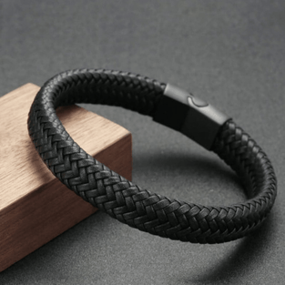 Men's Black Simple Woven Bracelet: Timeless Elegance