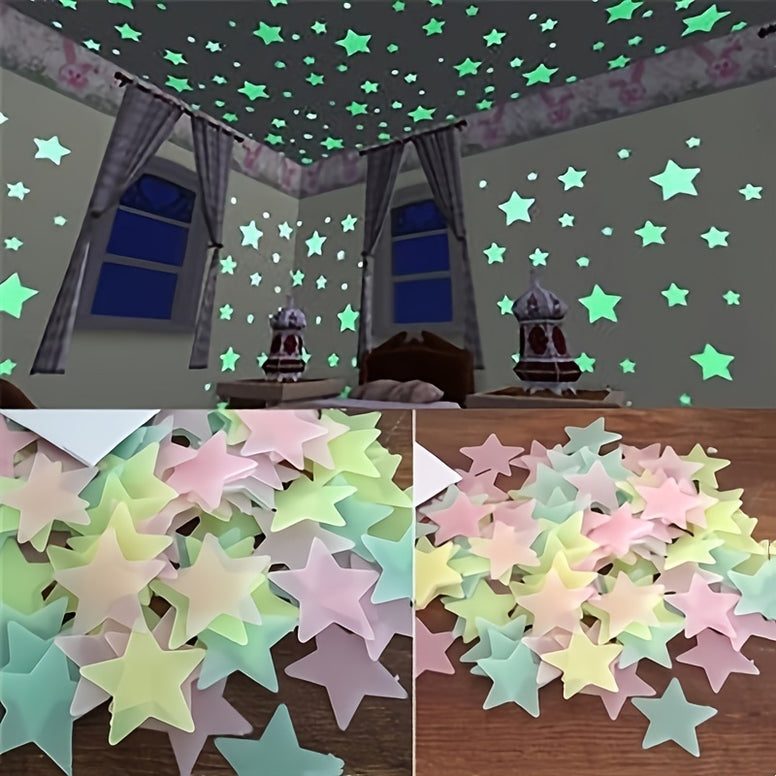 Glow in the Dark Star Stickers - 100 Pcs Self-Adhesive