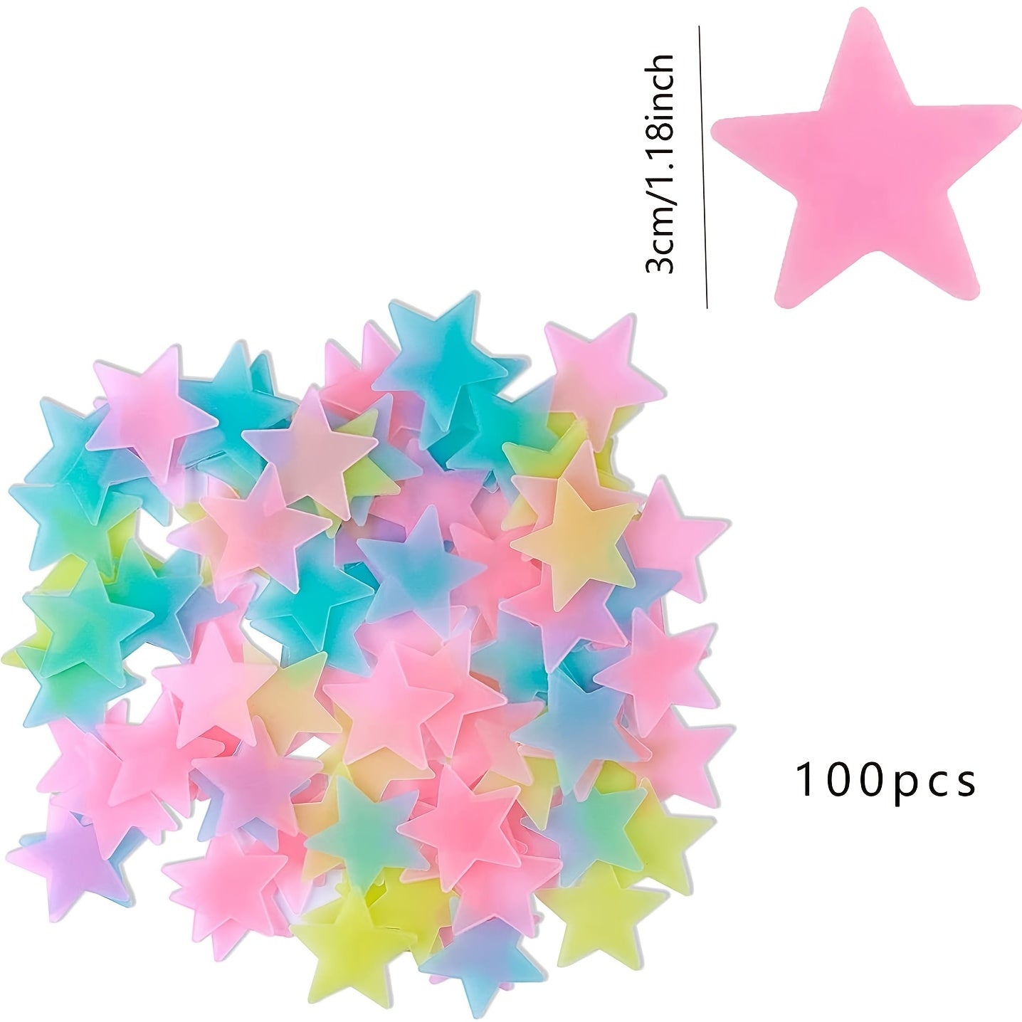 Glow in the Dark Star Stickers - 100 Pcs Self-Adhesive