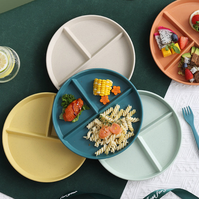 Unbreakable Divided Plates Cutlery Salad Dessert Breakfast Party Plates for Kids