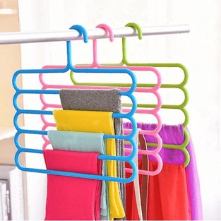 1pc Multifunctional 5-Layer Storage Racks Closet Organizer Space Saving Pants Hangers Holders For Trousers Towels Scarf Tie Clothes Organizer Racks for clothing stores