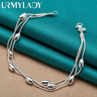 925 Sterling Silver Multi Layered Thin Chain Hand Chain Bracelet