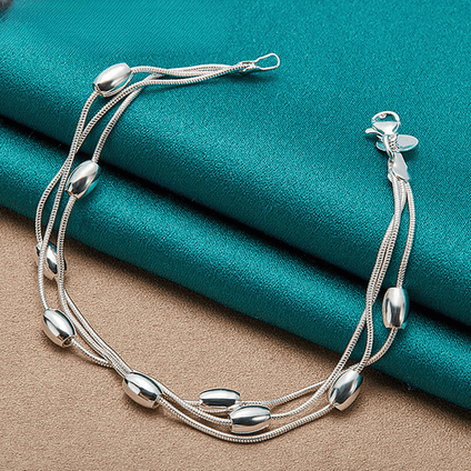 925 Sterling Silver Multi Layered Thin Chain Hand Chain Bracelet