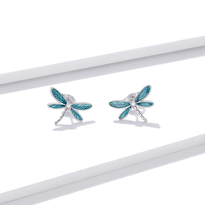 925 Sterling Silver Hypoallergenic Hoop Earrings Small Dragonfly Design Earrings For Women With Zircon Inlaid Elegant Style