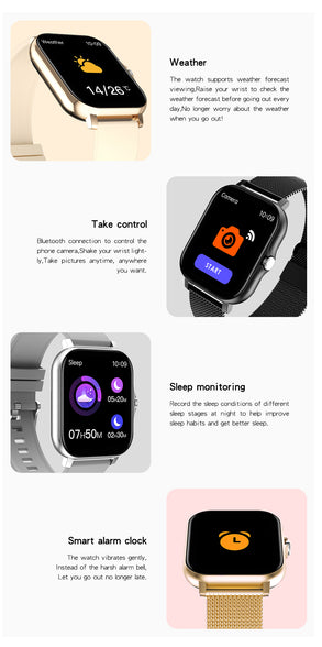 Stylish Full Touch Smart Watch for Men and Women - Sleep & Exercise Tracker, Fashionable Smart Clock for Android & iOS - Ideal Gift for Him or Her