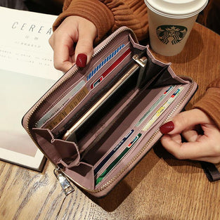 New Ladies Holding Long Wallet Handbag Multi Functional Mobile Phone Bag Coin Purse Women's Large Capacity Leather Wallet