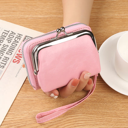 New Purse Large Capacity Ladies Buckle Coin Purse Zipper Clip Bag Clutch Bag Multi Card Bag