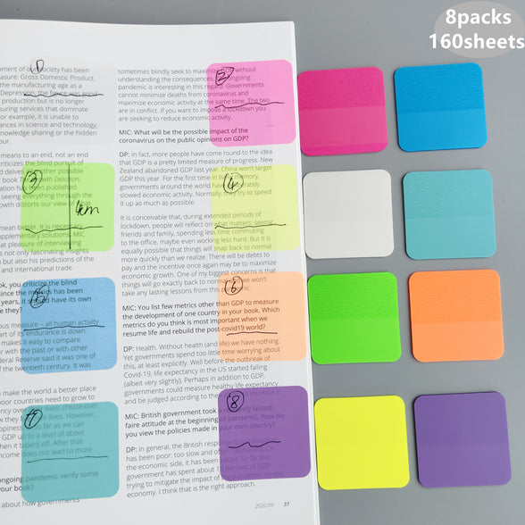 Transparent Sticky Notes 8 Packs 160 Sheets Versatile for Note-Taking and Planning