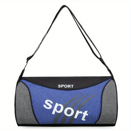 Simple Letter Pattern Colorblock Sports Bag, Large Capacity Zipper Duffle Bag,