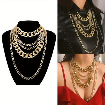 Bold Cuban Chain Choker Necklace for Hiphop Punk Style