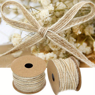 1 Roll, 10.01 Meter Natural Vintage Jute Cord String Gift Wrapping Ribbon Bows Crafts Jute Twine Rope Burlap Party Wedding Decoration Supplies, Ribbons For Bouquets, Flower Wrapping Paper, Craft Supplies Handmade Wedding Bouquets Material