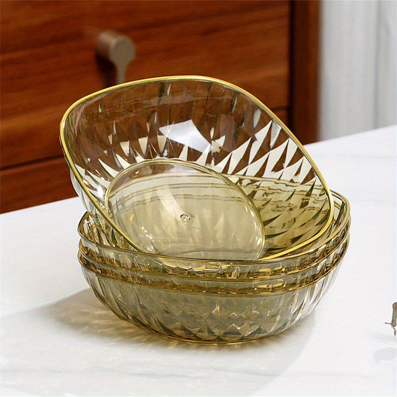 Creative Clear Glass Snack Plate with Gold Trim Design for Nuts Fruits and Snacks 4 Pieces