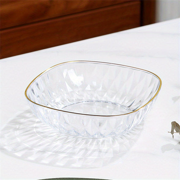 Creative Clear Glass Snack Plate with Gold Trim Design for Nuts Fruits and Snacks 4 Pieces