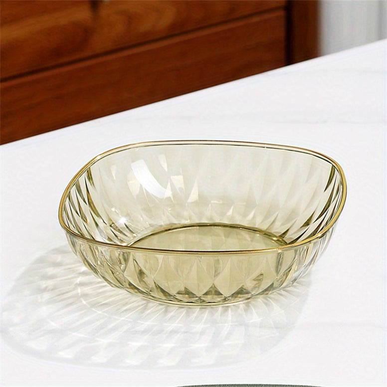 Creative Clear Glass Snack Plate with Gold Trim Design for Nuts Fruits and Snacks 4 Pieces