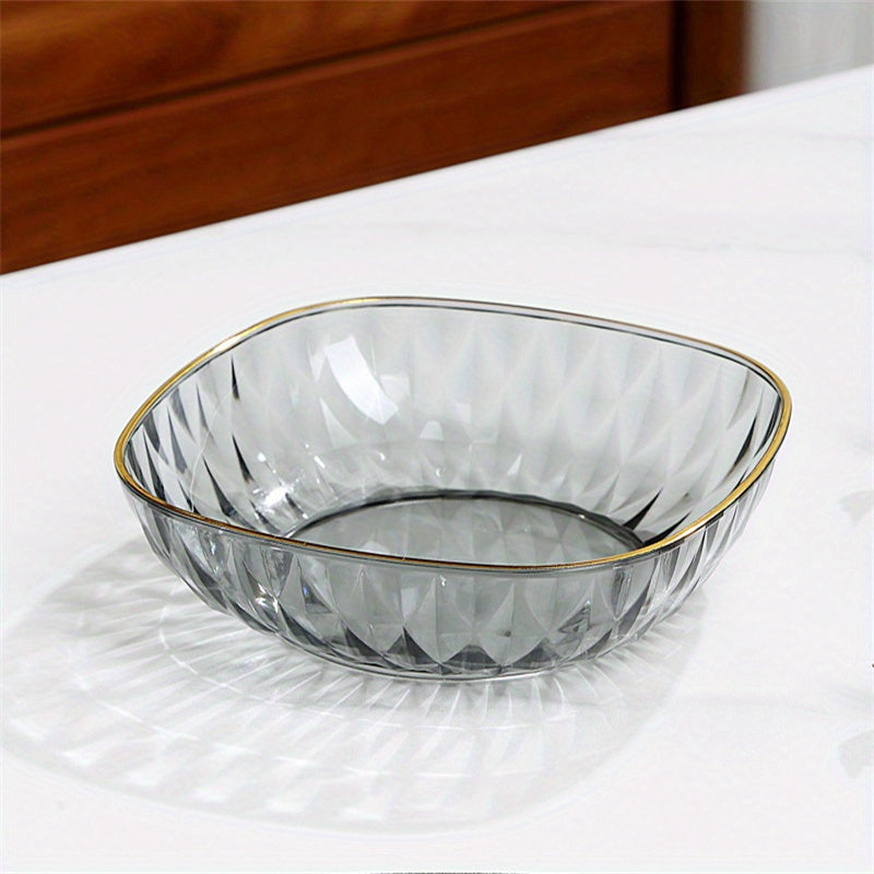 Creative Clear Glass Snack Plate with Gold Trim Design for Nuts Fruits and Snacks 4 Pieces