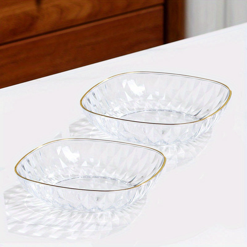 Creative Clear Glass Snack Plate with Gold Trim Design for Nuts Fruits and Snacks 4 Pieces