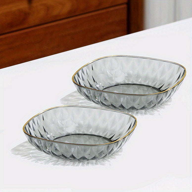 Creative Clear Glass Snack Plate with Gold Trim Design for Nuts Fruits and Snacks 4 Pieces