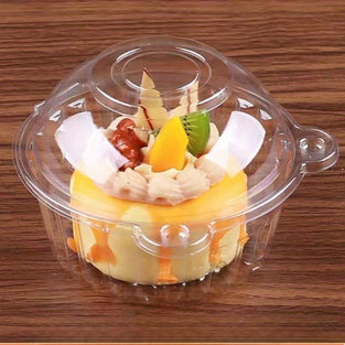 100pcs Cat Head Designed Disposable Plastic Box, Round Cake Box, Single Cake Container, Sandwich Hamburger Fruit Storage Box, Disposable Small Pastry Box, For Home Kitchen Restaurant Picnic Camping Party, Party Supplies, Tableware Accessories