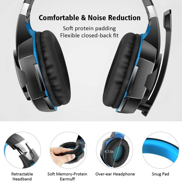 Immerse Yourself in Gaming: Premium Headset with Noise-Cancelling Mic, LED Lights, and Soft Memory Earmuffs