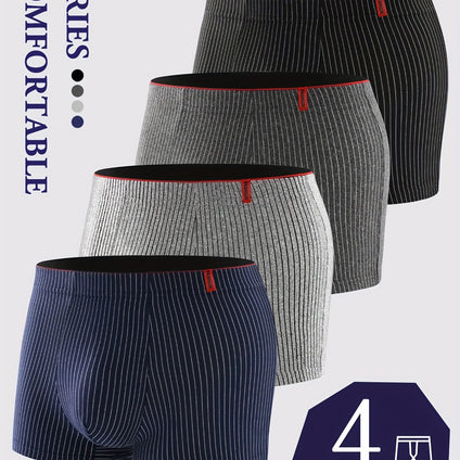 Elite Comfort: Men's 4-Piece Stretchy Striped Boxer Briefs Set