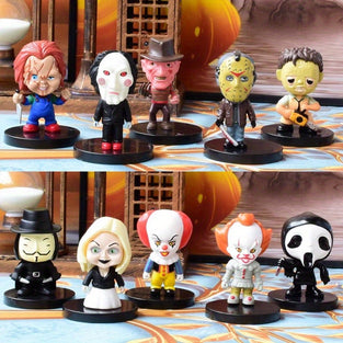 10pcs Terrifying Character Collectible Figurines, Thrilling Collectible Toys, Halloween Doll Figurines