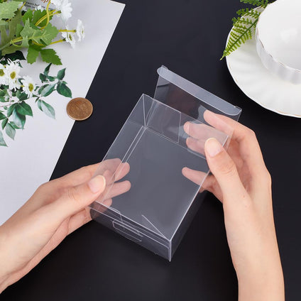 12pcs Transparent PVC Box, Candy Treat Gift Box, Clear Small Gift Box, For Wedding Party Gift Packaging, Rectangle, Clear, 8x8x10cm