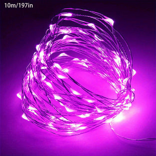 1pc 299.72cm/5.0meter/10.01meter, 30/50/100LED, Outdoor String Lights, Christmas Star Lights, Battery Powered (Not Included), DIY LED Fairy String Light, Copper Wire Light, Holiday Lighting Garland For Christmas Wedding Party Bedroom