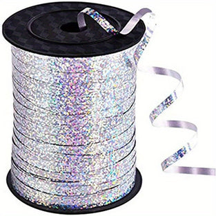 1 Roll, 457.2 Meter Silver Ribbon Curling Crimped, Balloon String Shiny Metallic Roll For Gift Wrapping Ribbon For Birthday Party Festival Art Craft Decor Florist Flowers Decoration, Ribbons For Bouquets, Fabric, Handmade Wedding Bouquets Material