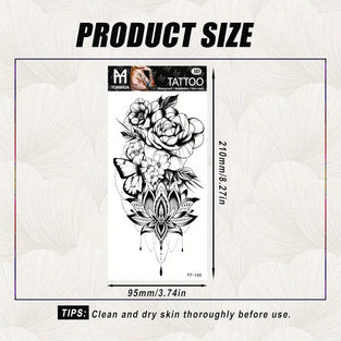 10 Sheets Flower Butterfly Temporary Tattoos For Women Girls, Large Waterproof Arm Adults Fake, Realistic That Look Real Last Long Tattoo Stickers Party Gifts