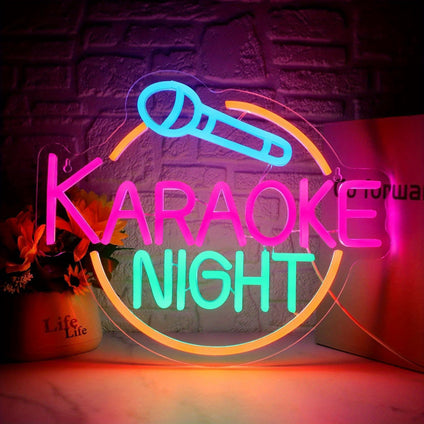 1pc Karaoke Night Neon Sign, LED Karaoke Bar Neon Sign Wall Decor, Bar Open Wall Led Light, USB Powered Gaming Room Man Cave Bar Decor, Karaoke Party Decoration, Birthday Gift