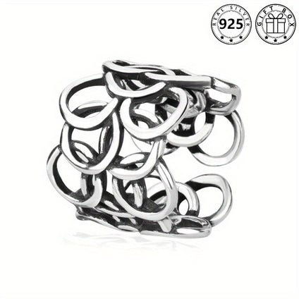 Elegant Sterling Silver Geometric Band Ring with Gift Box