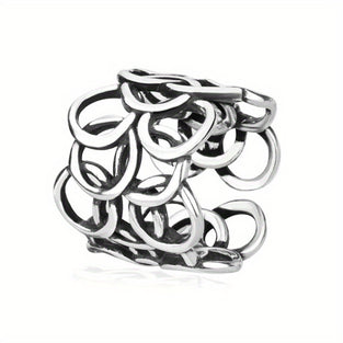 Elegant Sterling Silver Geometric Band Ring with Gift Box