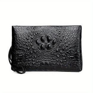 1pc Men's Fashion Simple Casual Daily Commuting Clutch Bag, With Crocodile Pattern