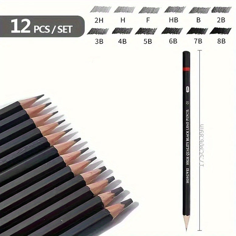 Professional Pen Set for Artists Students and Hobbyists 2H to 8B  12 Piece