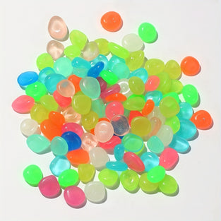 100pcs/bag Fluorescent Stones, Luminous Pebbles, Glow In The Dark Stones, DIY Outdoor Decoration For Aquarium, Yard, Bonsai, Pathway, Fish Tank And Flower Pot, Party And Festival Decorations