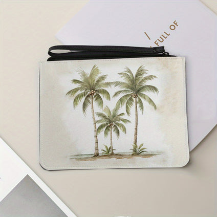 Tropical Palm Tree Handbag, Fashionable Large Capacity Trendy Clutch Bag, Makeup Bag, Business Men's Bag