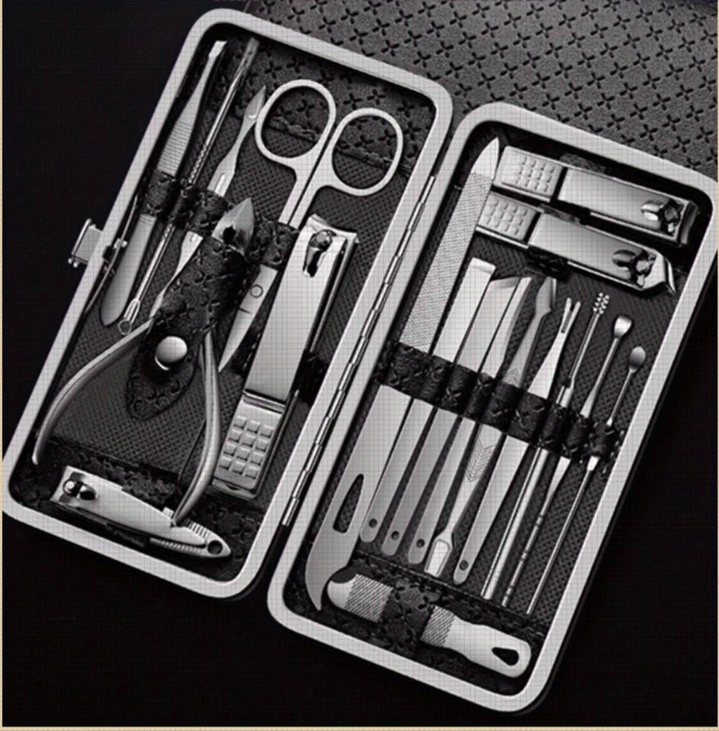 Nail Clippers Manicure Tool Set Stainless Steel Travel Case