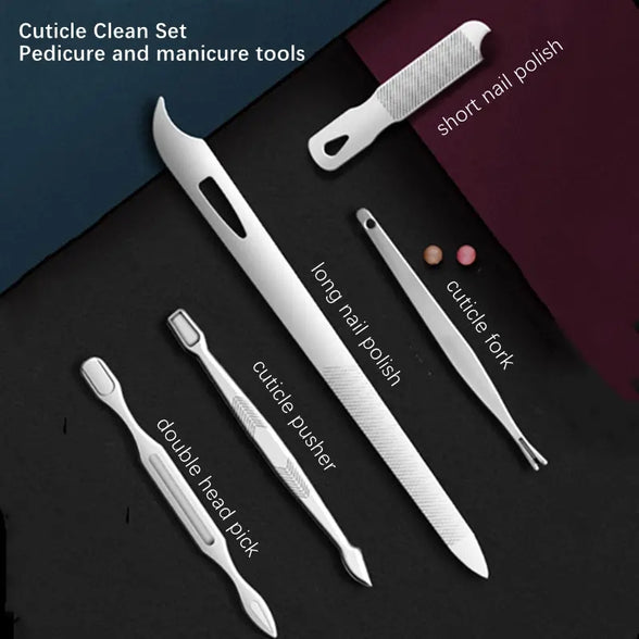 Nail Clippers Manicure Tool Set Stainless Steel Travel Case