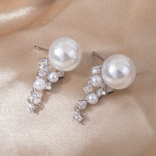 Elegant Copper Stud Earrings with Synthetic Pearls for Weddings