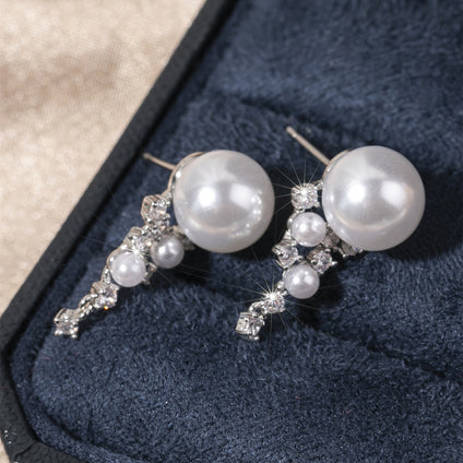 Elegant Copper Stud Earrings with Synthetic Pearls for Weddings