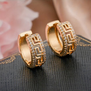 Geometric Copper Gems Hoop Earrings Elegant Wedding Accessories