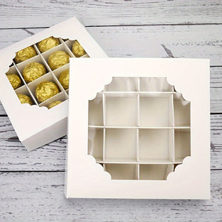 10pcs Paper Party Cupcake Box With 16 Grids, Party Chocolate Candy Cookie Favor Box, Divided Cupcake Packaging Box, With Clear Window, Party Supplies, Small Business Supplies