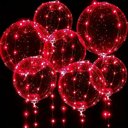 10pcs Red Luminous LED Balloons With 3.0meter String Lights, With 1pc Glue Dot For Birthday, Valentine's Day, House Decoration (Red String Lights), No Gas,no Battery