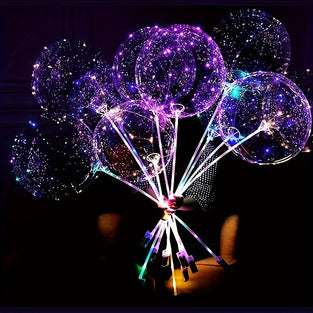 1/5/10pcs LED Light Up Balloons, Glow In The Dark Helium Clear Bubble Balloons With String Lights, For Valentines Birthday Party Decor