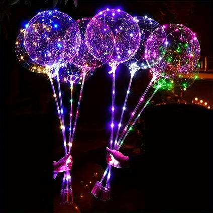 1/5/10pcs LED Light Up Balloons, Glow In The Dark Helium Clear Bubble Balloons With String Lights, For Valentines Birthday Party Decor