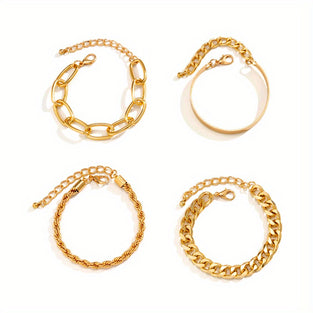 Golden Cuban Chain Bracelet Set  Hip Hop Jewelry for Women