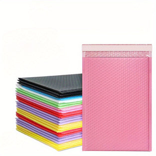 10pcs Of Thickened Co-extruded Film Pink Bubble Bags, Self-adhesive Bags, Black Matte Foam Bags, Coat Jacket Packaging Materials