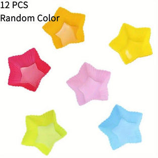 12/24pcs, Star Shaped Cake Cups 7cm Silicone Muffin Cups High Temperature Resistant Cupcake Liners Pentagram Cupcake Molds Party Halloween Silicone Cups Cake Molds